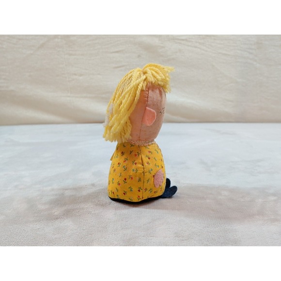 Vintage Mary Meyer Stuffed Doll Yellow Yarn Hair Floral Dress Vermont 6 Inch main image 6